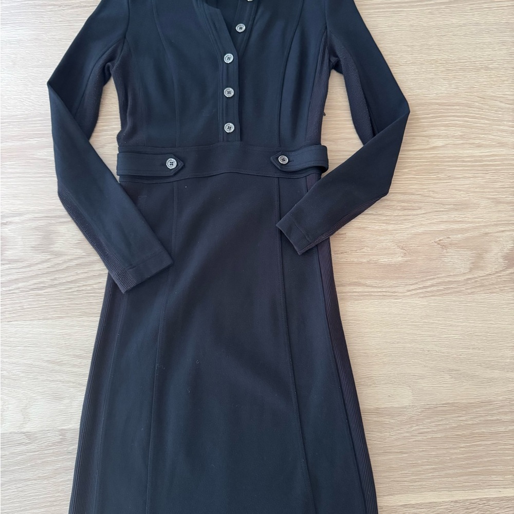 Burberry Blue Sheath Dress Long Sleeve V-Neck